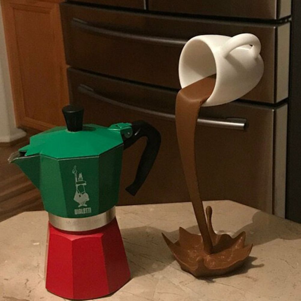 Floating Spilling Coffee Cup Spilling Pouring Coffee Cup Sculpture for Kitchen Dining Room Decor โ image 4