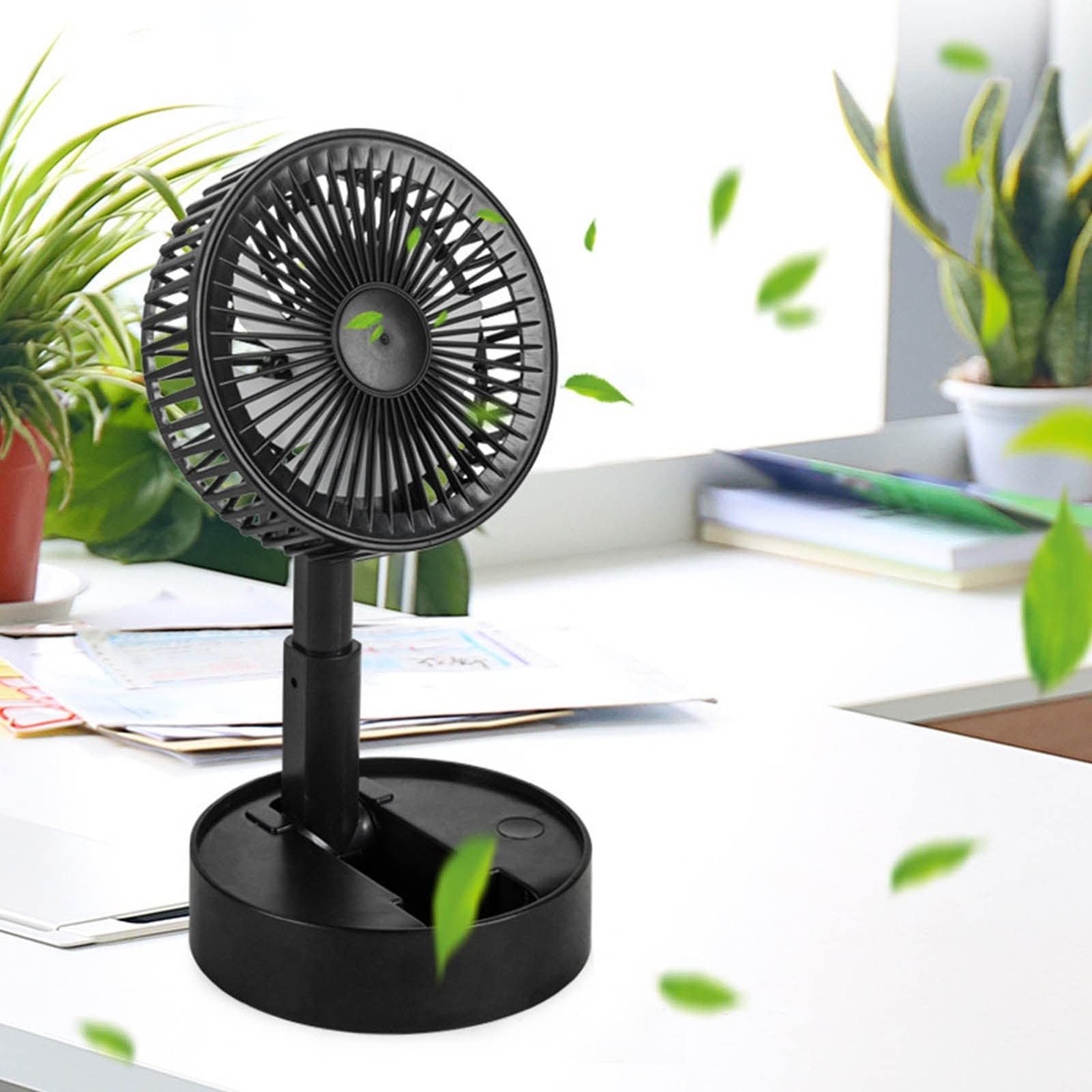 USB Rechargeable Handheld Fan 180 ° Flip Portable Desktop Office Fan Folding Retractable Fan Outdoor Mini Fan - Black — image 4