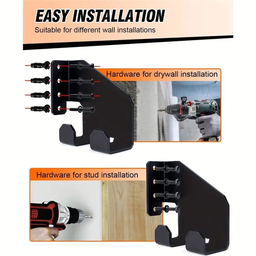 Chainsaw Holder, 2 Pack Heavy-Duty Chainsaw Wall Mount Bracket, Chainsaw Hanger Pads for Garage Organization, Storage Organizer - Black โ image 5