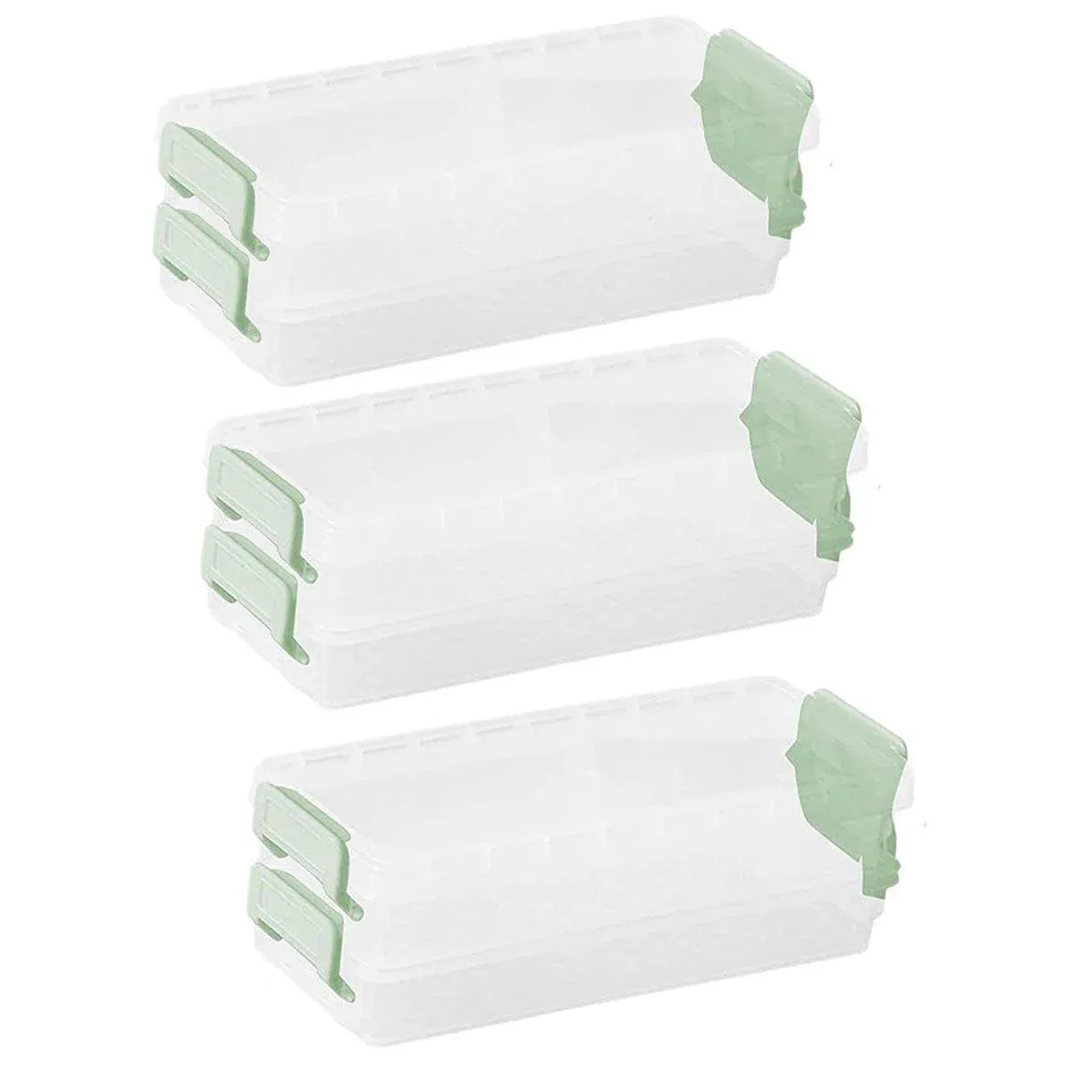 3PCS Clear Plastic Desktop Storage Box 2 Layer Holder DIY Stationery Pencil Case - Green