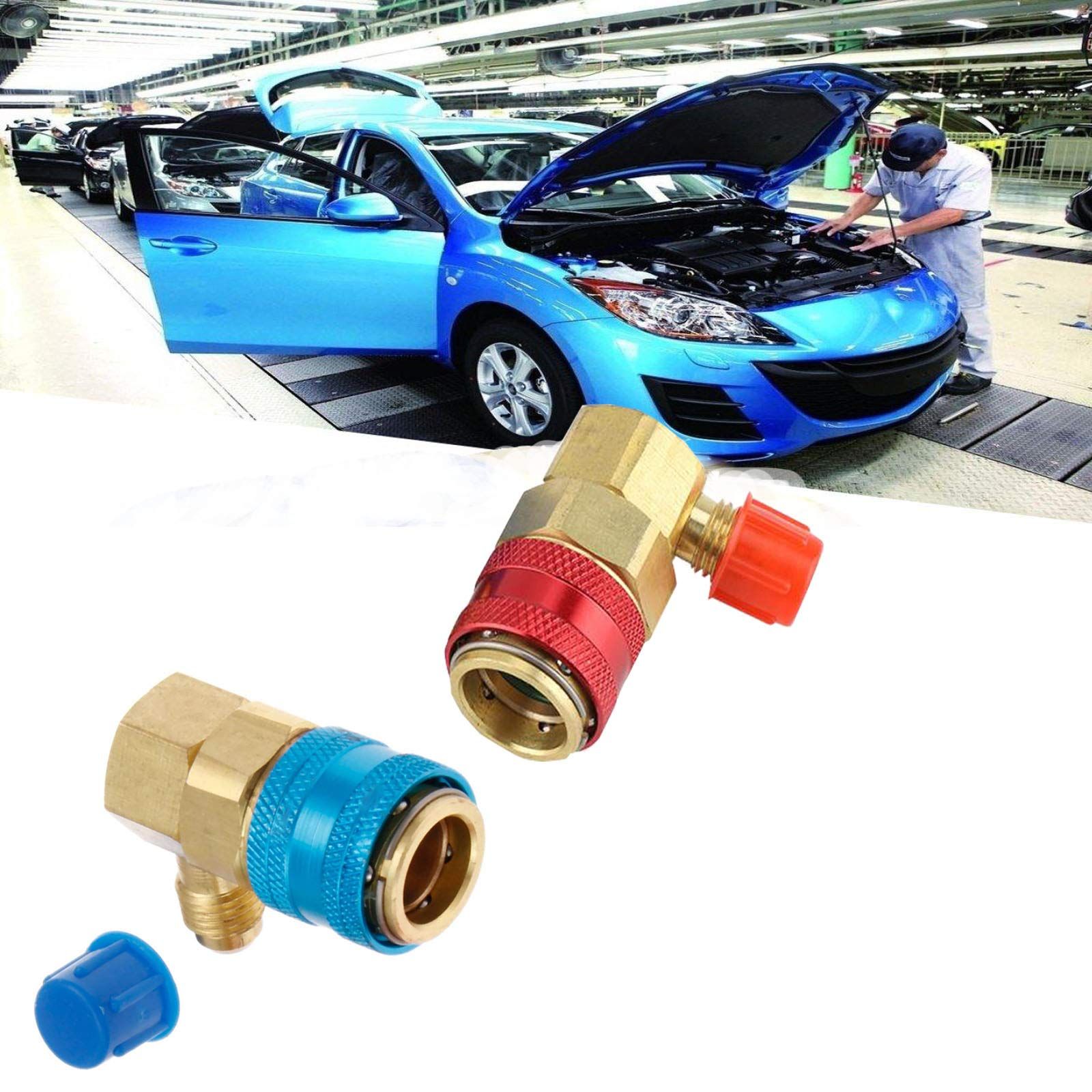 134a Adapter Fittings Quick Connector, 1/4" SAE Male Flare High/Low A/C Freon Manifold Gauge Hose Conversion Kit โ image 4