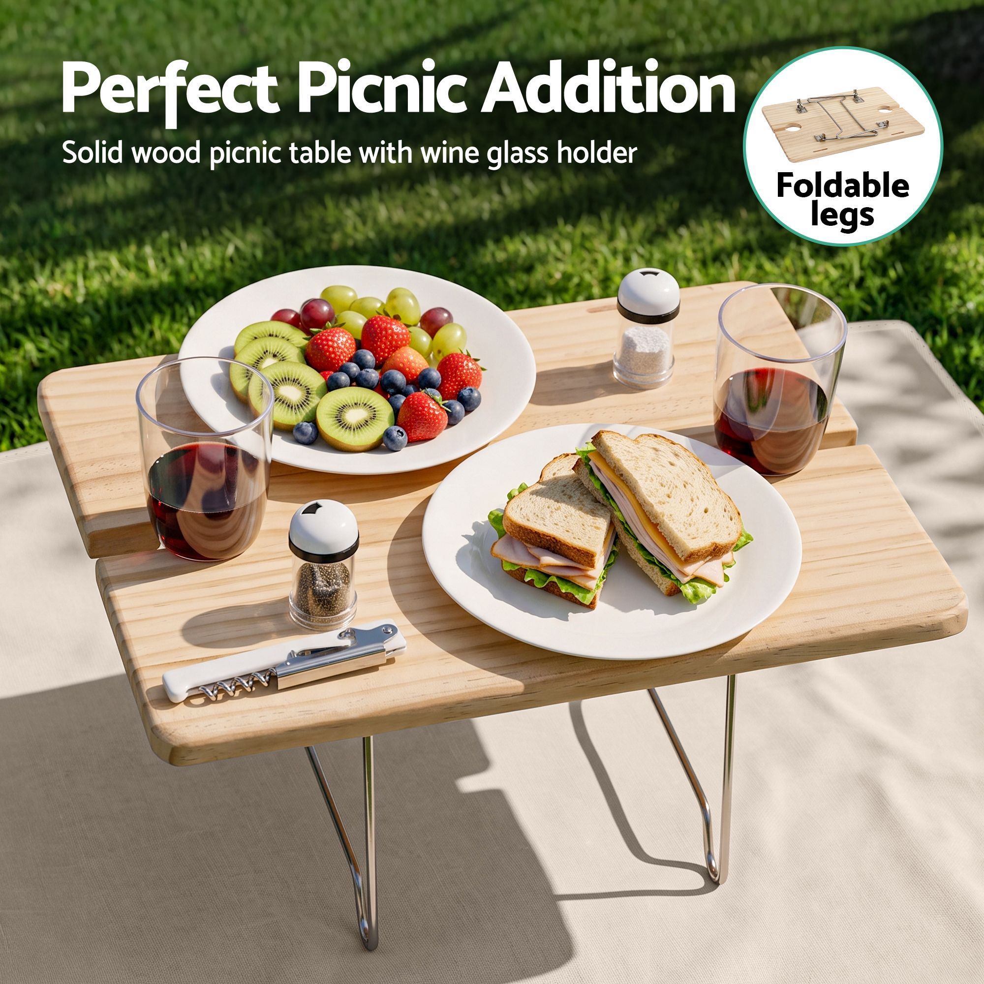 Alfresco 2 Person Insulated Picnic Basket Set with Foldable Wood Table Mat โ image 3