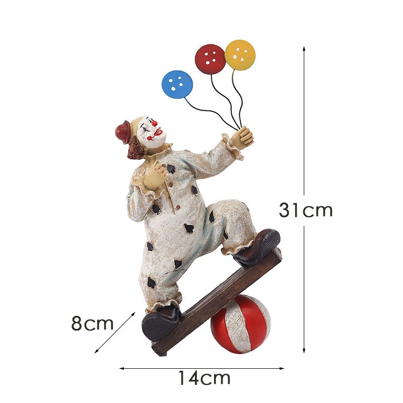 Creative Clown Circus Statues,Interesting Home Decor Resin Sculpture,Handmade Crafts Collectible Art Figures Decor Ornament — image 2