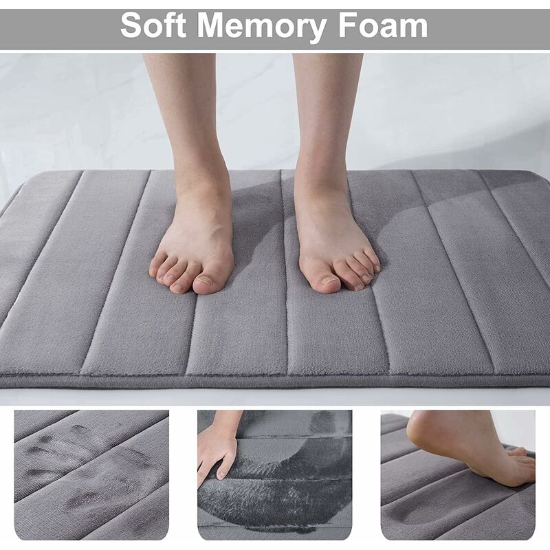 Non-Slip Memory Foam Toilet Mat With Cutout 50 × 60 Cm, Absorbent, Washable For Toilet, DArk Grey — image 2