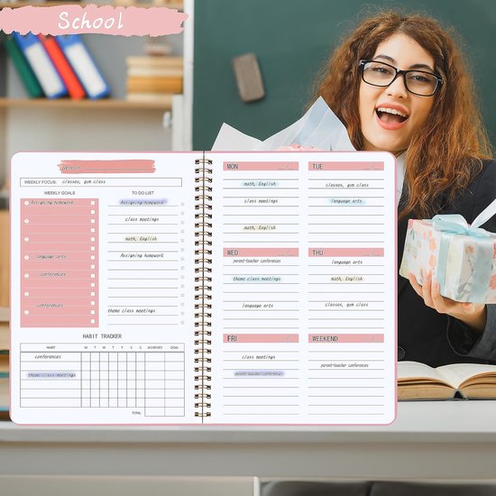 Weekly planner - Notebook for weekly to-do list - With goals and habit tracker - A5 format - Spiral binding - Unisex (Pink, Type A) β image 5