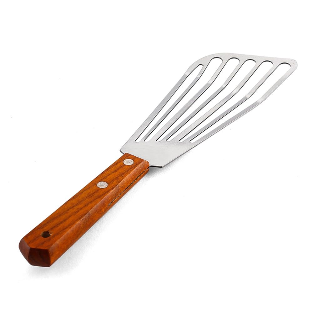 Set of 2, Stainless Steel Slotted Spatula Turner with Riveted Wooden Handle, Professional Metal Spatulas Great for Kitchen Cooking Flipping Frying & Grilling โ image 2