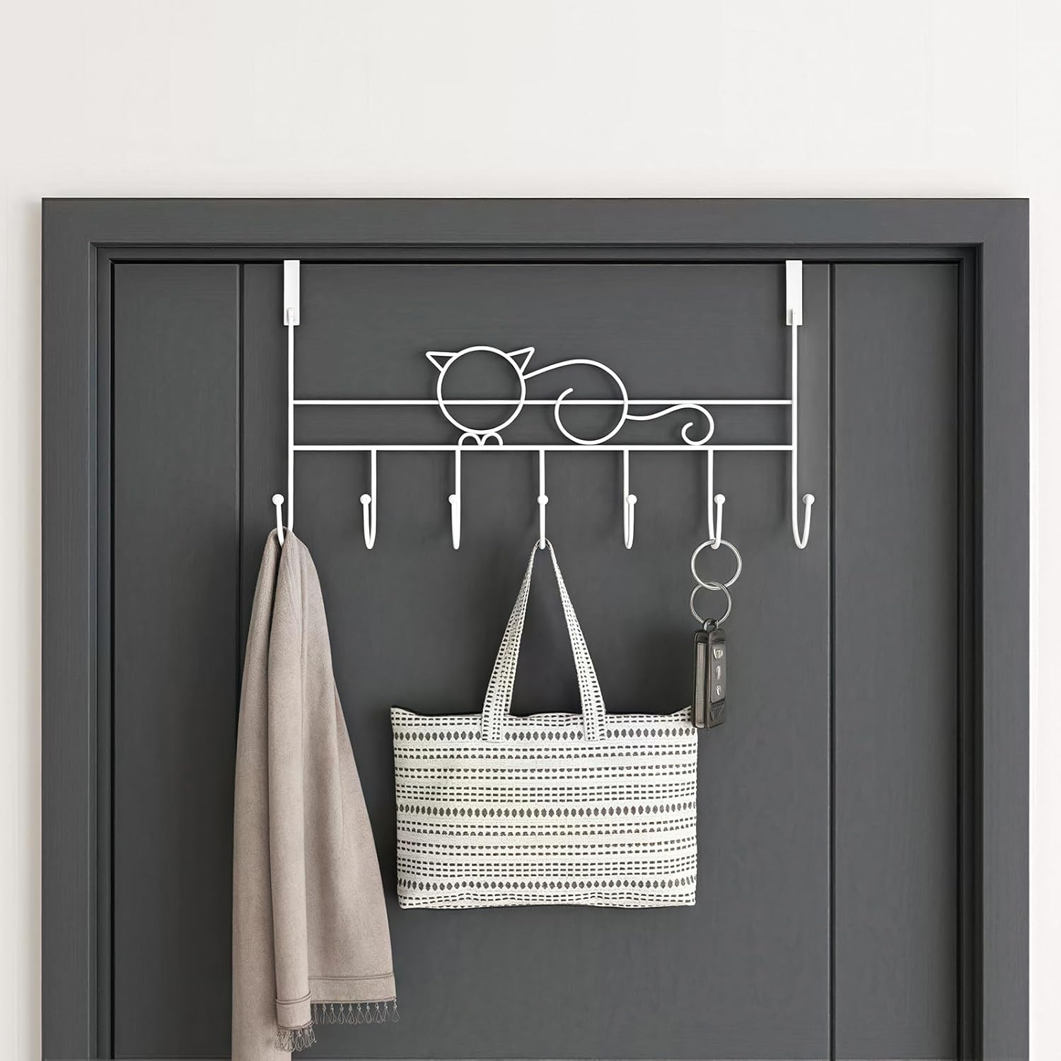 Door hooks, coat hangers for jackets, towels, bags, bathrobes (1 pack, white) — image 4