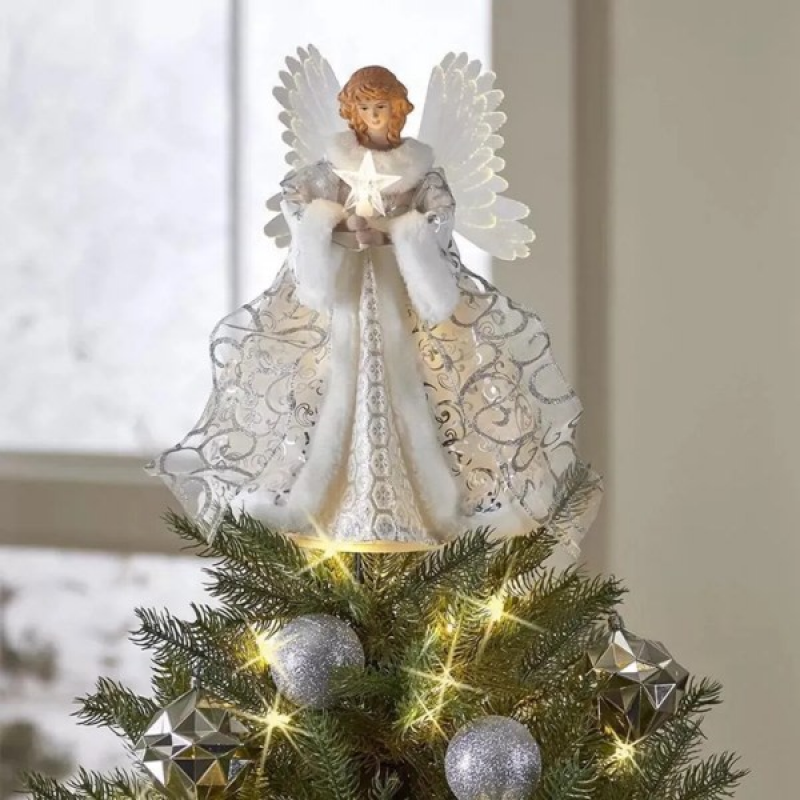LED Light Up Angel Tree Topper, Lighted Angel Figurine Decoration for Christmas Tree, Mantel, Window and Holiday Display โ image 2