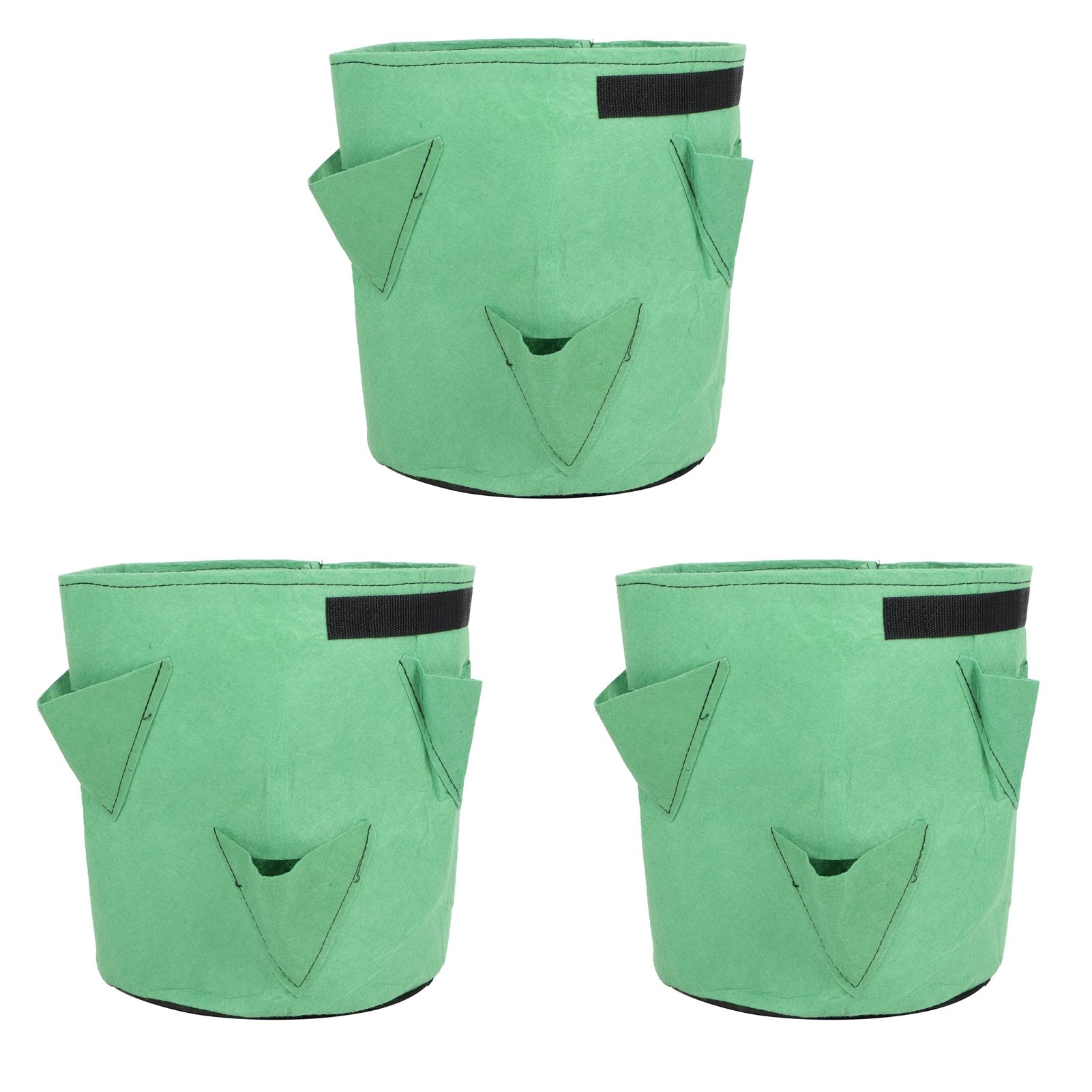 3Pcs 6-Holes Strawberry Planting Bag Felt Garden Plant Grow Bags 26L/7Gallon Green — image 2