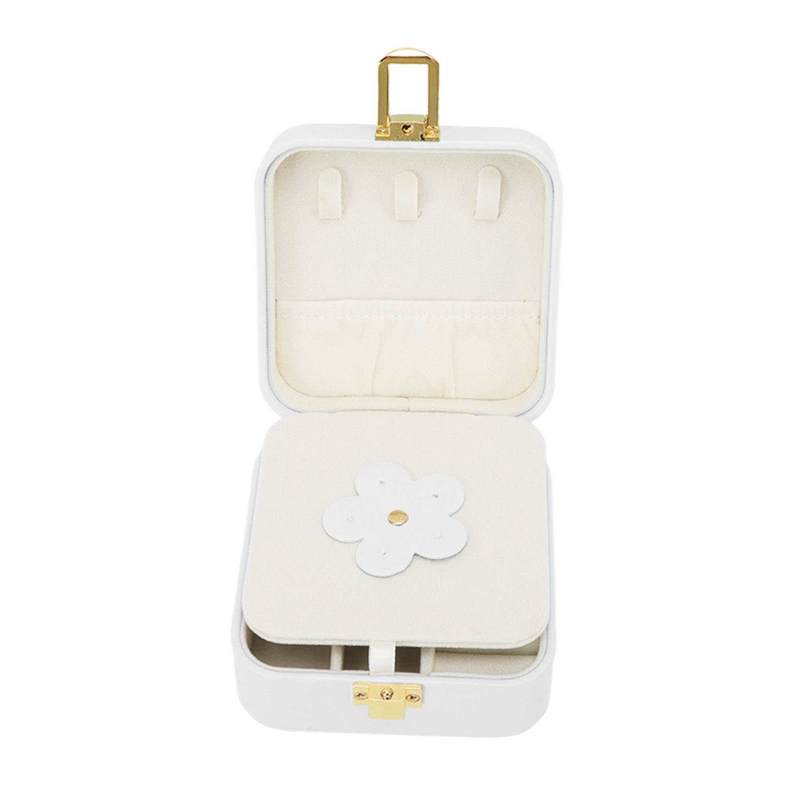 Jewelry Case Small Jewelry Box Organizer Display Storage Portable for Rings and Earrings Beige โ image 2