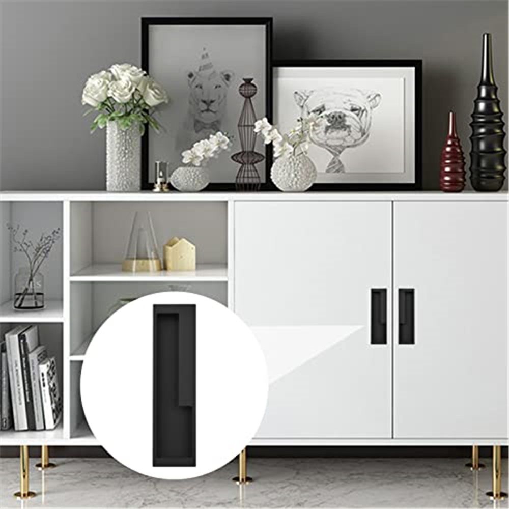 Zinc Alloy Flush Pull Handles, 2pcs Embedded Sliding Door Handle with Hidden Screws, 7.95'' Modern Simple Door Pull Handle for Sliding Barn Drawer Cupboard — image 4