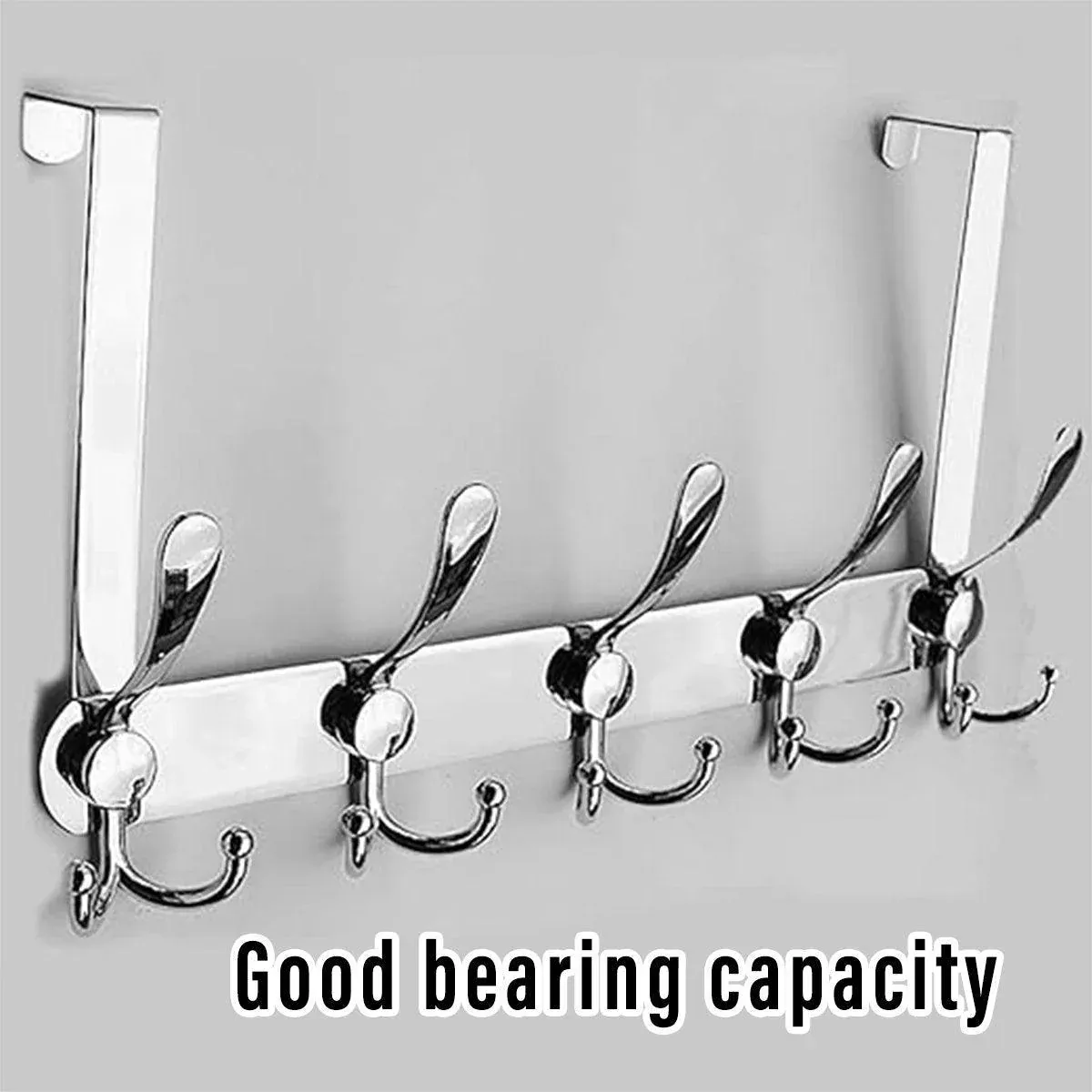 5 Hooks Behind Door Silver Door Hook Coat Hook Clothes Hook Storage Organizer — image 5