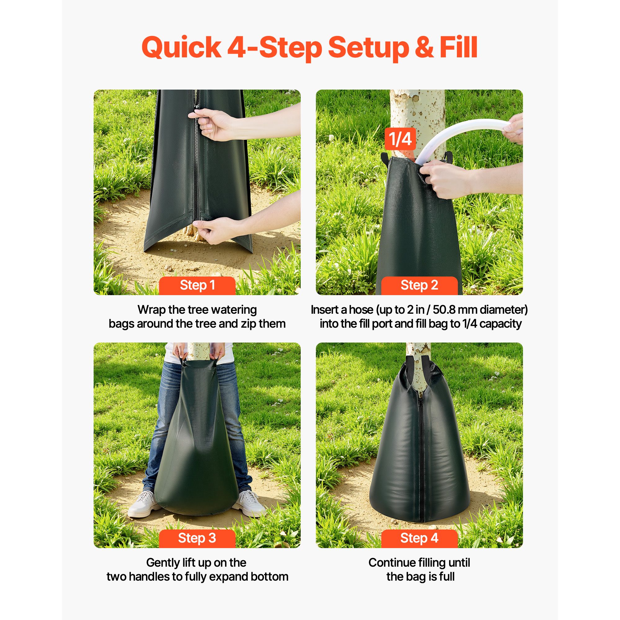 75.7 L Tree Watering Bags, 4 Pack 3-4 Hours Slow Release Gator Bags for Trees, Heavy Duty PE Tree Drip Irrigation Bag with Zipper, Durable & Reusable Deep Root โ image 6