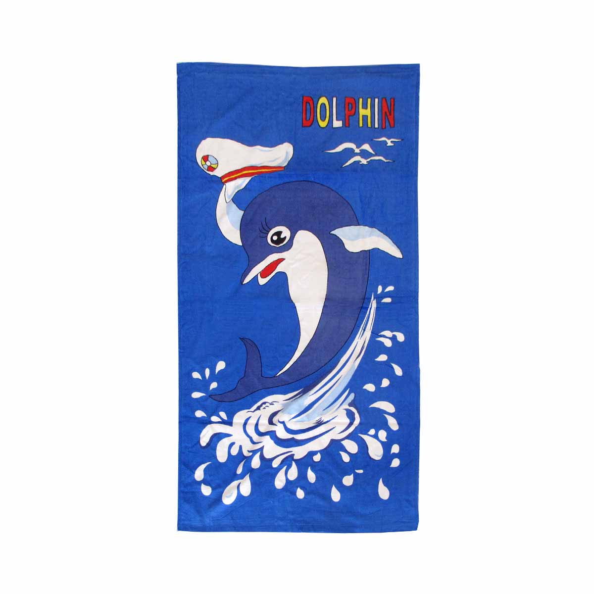 Bloomington Dolphin Kids Cartoon Printed Cotton Beach Towel 70 × 140 cm