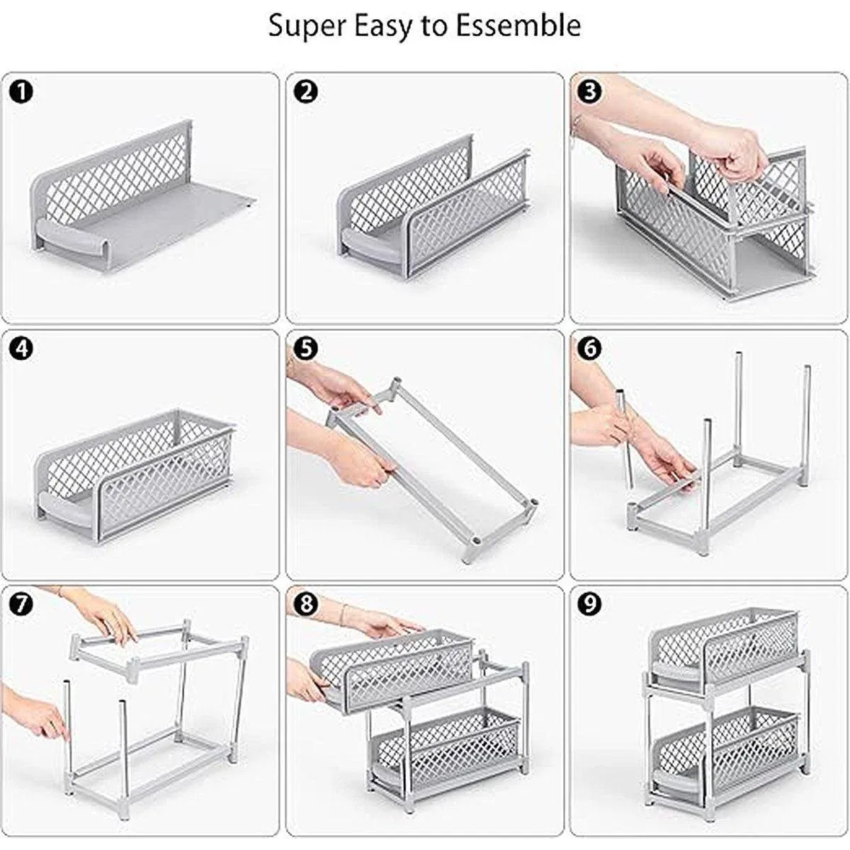 Bathroom Kitchen Sink Storage Rack Drawer Plastic Shelf Seasoning Holder - White — image 5