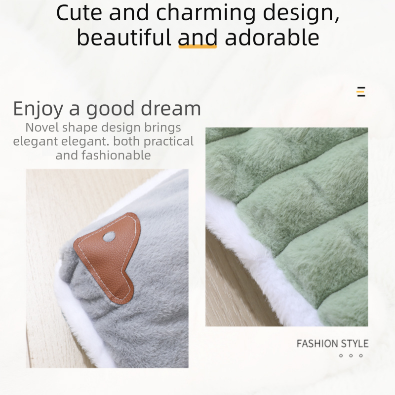 2-piece L size Green Pet Winter Comfort Bundle – 70 × 55cm Plush Pet Blanket and 60 × 40cm Thickened Pet Sleeping Bed Set for Dogs and Cats, Double-Sided Warm — image 4