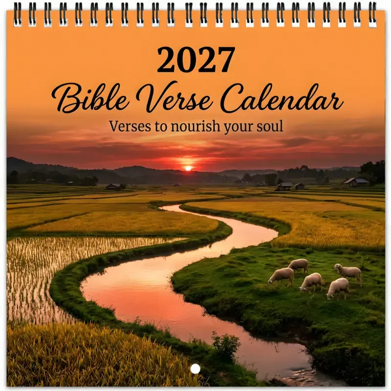 2027 Bible Verse Wall Calendar, 8.3-inch Square with Spiral Coil Binding, Features Healing Landscapes & Scripture Verses Each Month, Large Writing Space — image 2