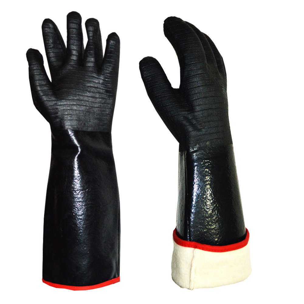 16 Inch Neoprene Heat Resistant BBQ Gloves - Waterproof & Oil Proof Long Sleeve Mitts - Extreme Heat Protection for Grilling, Boiling Water & Industrial Use — image 4