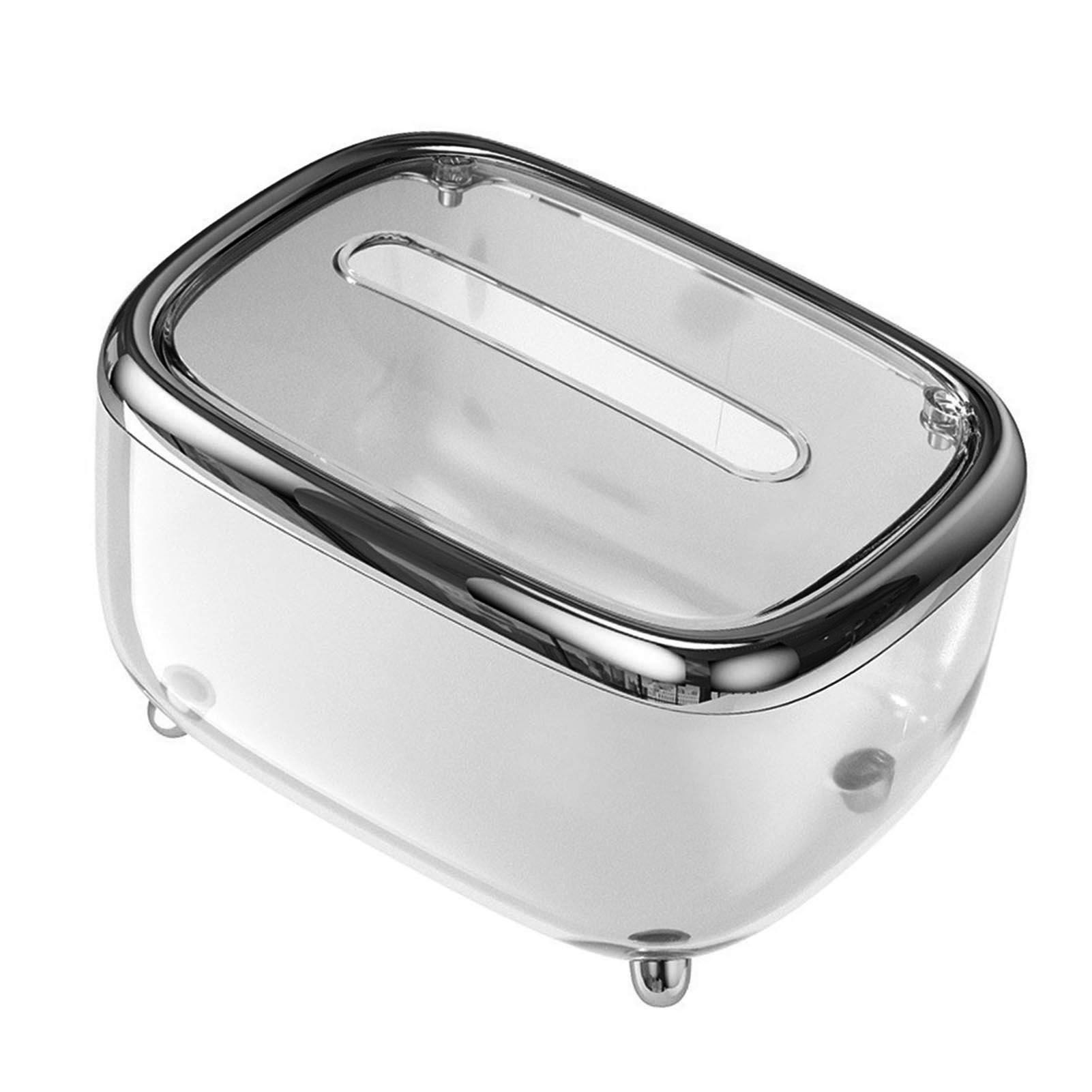 Tissue Box Transparent Napkin Box Simple Creative Storage Box Fixed Lid Paper Organizer Black โ image 3