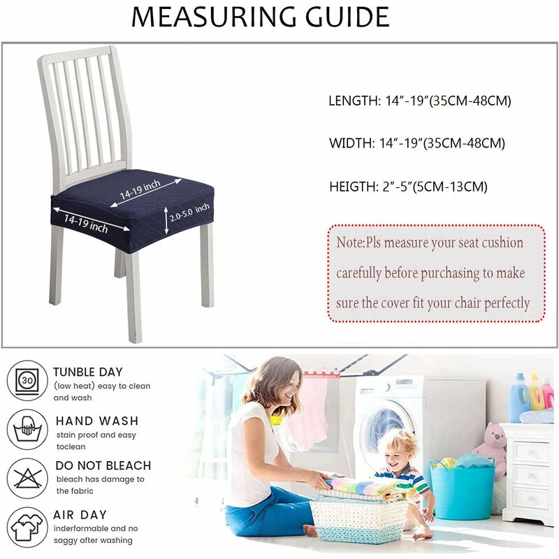 Diamond Lattice Waterproof Seat Covers For Dining ROom Chairs, Stretch Kitchen Chair Covers For Dining ROom, Seat โ image 4
