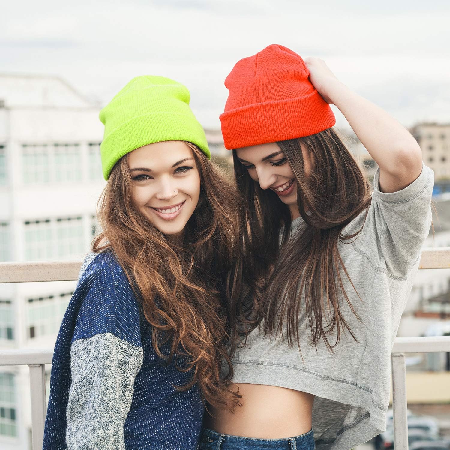6 Pieces Neon Beanie Hat Acrylic Watch Winter Hat Plain Knit Long Skullcap Fisherman Beanie Unisex, Medium โ image 5