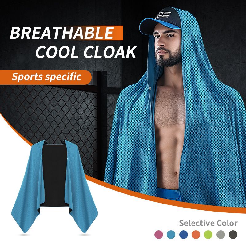 Hooded Ice Silk Sports Towel Cloak, Quick‑Dry Sun‑Protection Breathable Lightweight Cold‑Feeling Sweat‑Absorbent Wrap for Gym Hiking Golf Driving Outdoor — image 2
