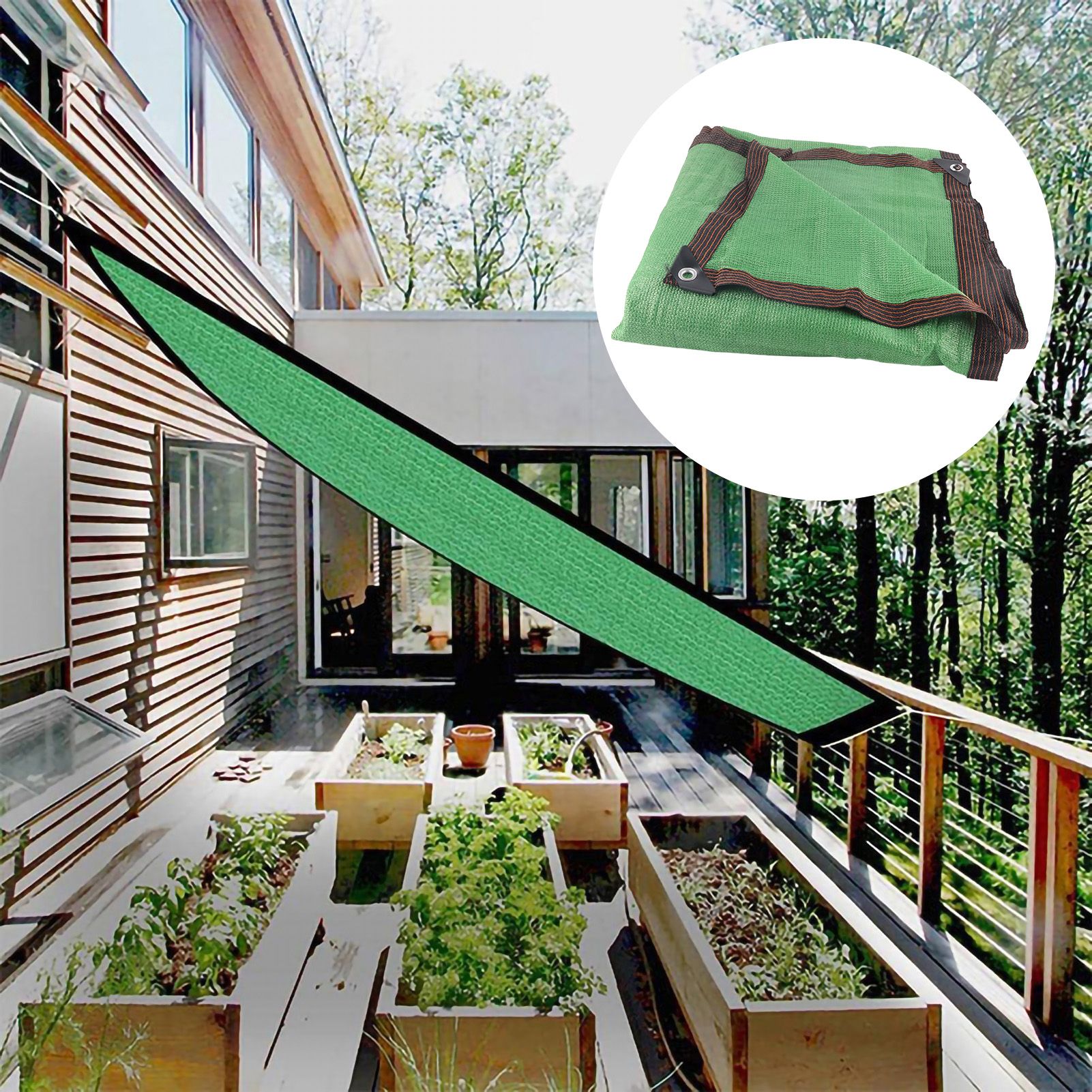 Sun Shade Sail Breathable Farbic Canopy Awning Shelter Rectangle UV Block Canopy for Patio Backyard Lawn Garden Green 2x4m / 6.6x13.1ft โ image 2