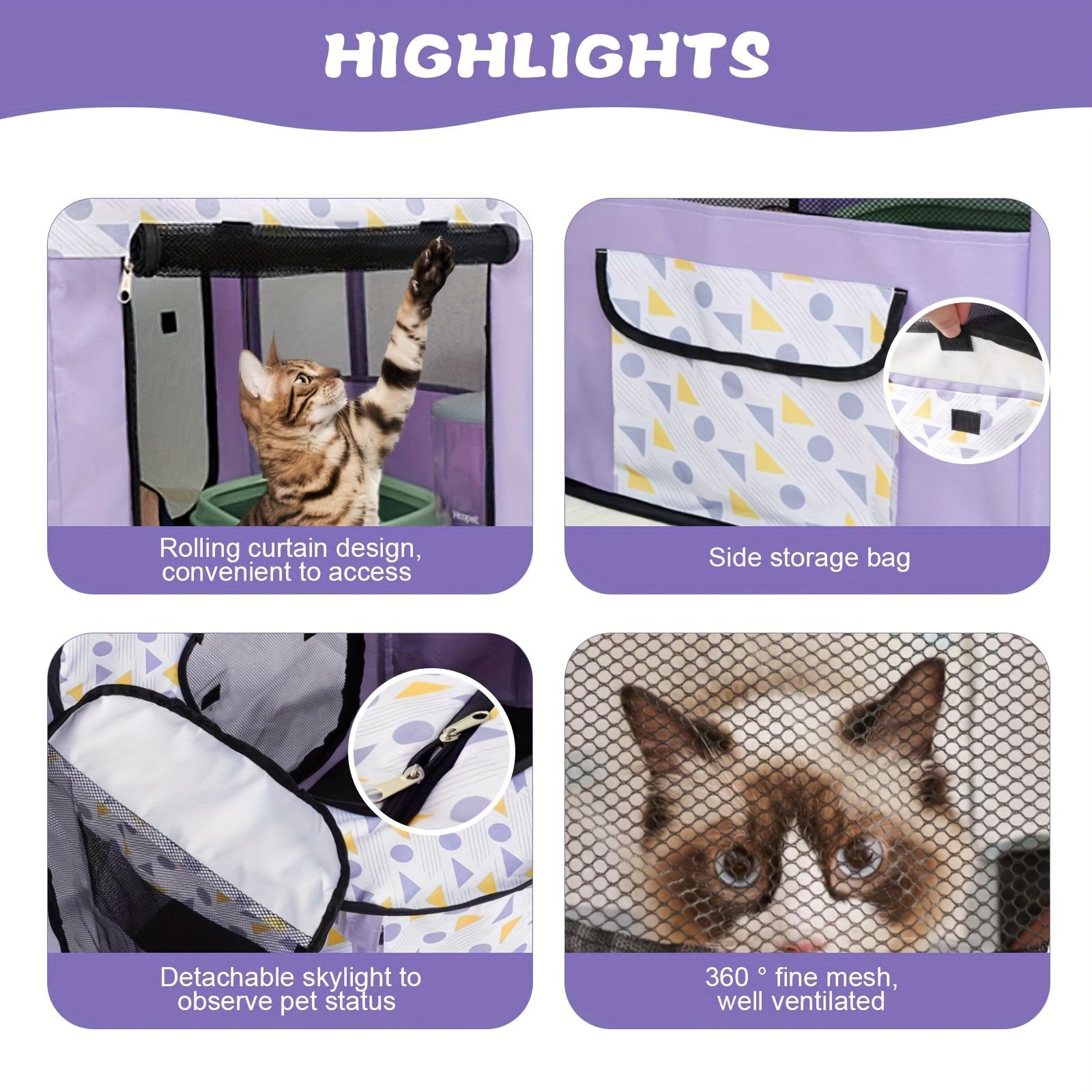 1 piece hot sale cat nursery pet nursery, foldable with a black handbag cat dog cage fence dog cat bed pet supplies tent puppy kitten nursery โ image 6