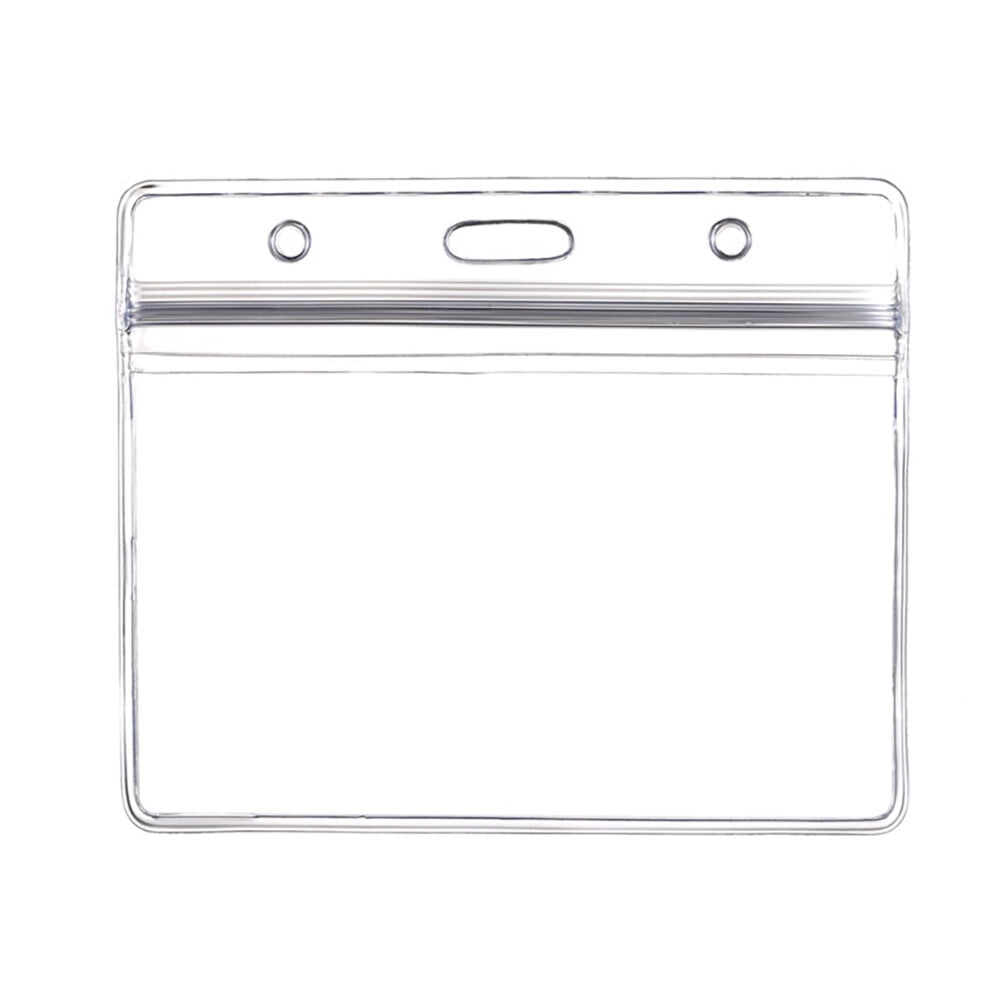 10pcs Transparent Waterproof Business ID Badge Holder for Office School (Horizontal Pattern) 10pcs Transparent