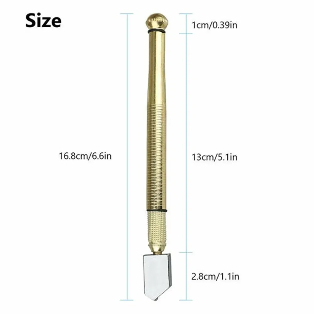 Glass Cutter Tool, Tungsten Carbide Wheel Oil Feed Cutter for Tile Mirror Window Glass, Gold โ image 3