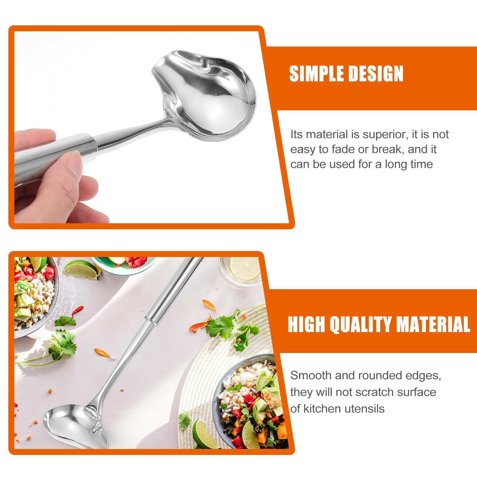 2pcs Stainless Steel Sauce Drizzle Spoon with Spout Duckbill Sauce Spoons Serving Soup Ladle for Spooning Dressings Kitchen — image 2