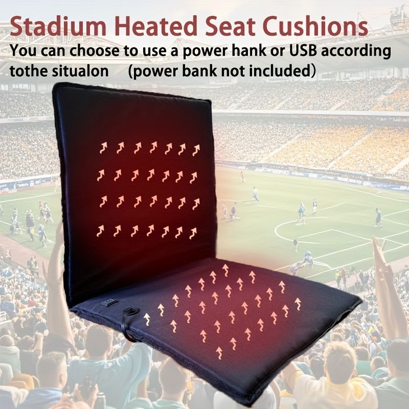 Portable Heated Seat Cushion Foldable Heating Pad 3-Mode Adjustable USB-Powered - Black - Size 45cm — image 4