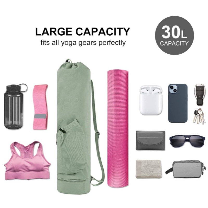 Beige Durable Yoga Mat Carry Bag - Multi-Functional Fitness Backpack with Wet Pocket(Mugs are filming props, not included) β image 4