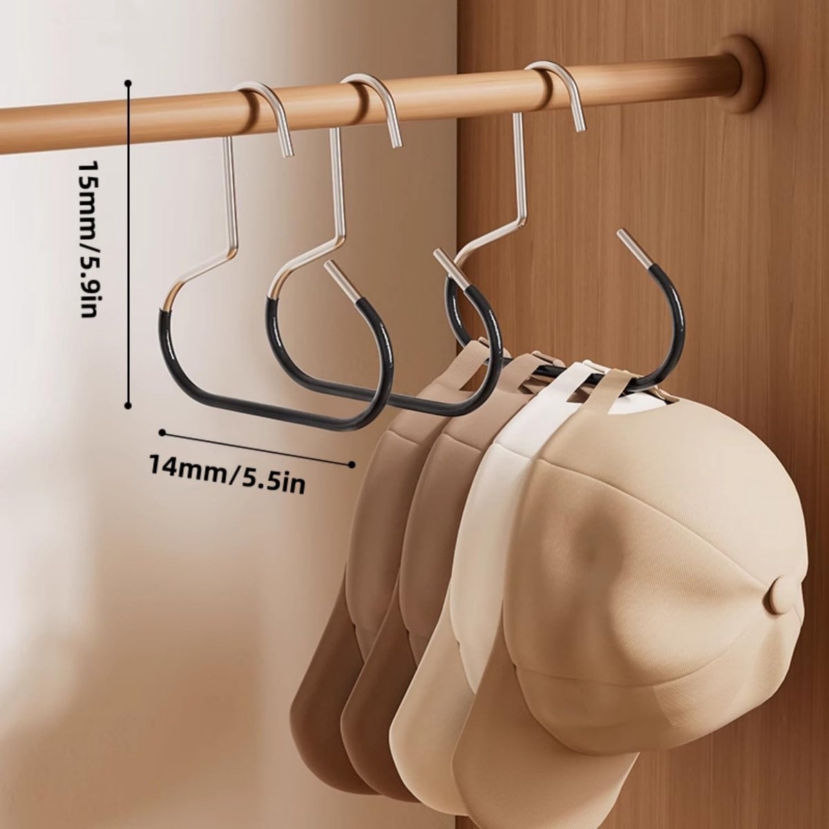 10-pack - Non-slip - Space-saving - Storage rack - Wardrobe belt/scarf hooks - Suitable for displaying hats, vests, ties, shawls (black) — image 5