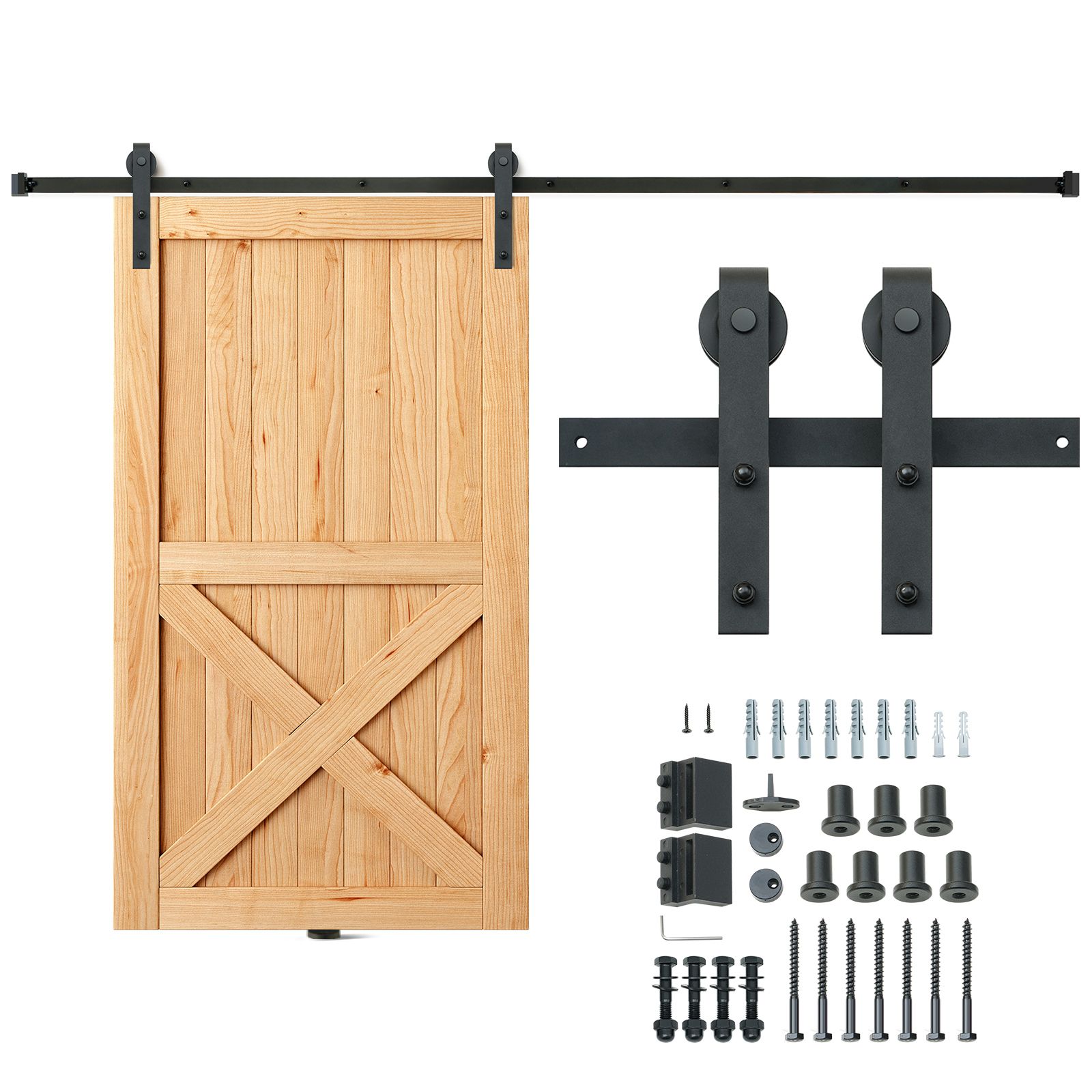 8FT Sliding Barn Door Hardware Closet Track Kit for Single Door J Hanger