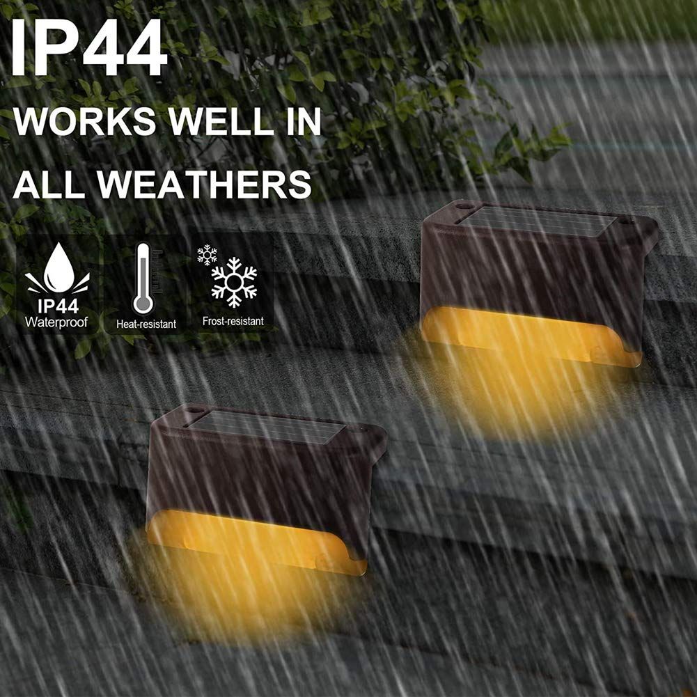 8Pcs Solar Fence Lights, Solar Wall Light Outdoor Fence Solar Lights Waterproof, Solar Outside - Brown Warm Light — image 4