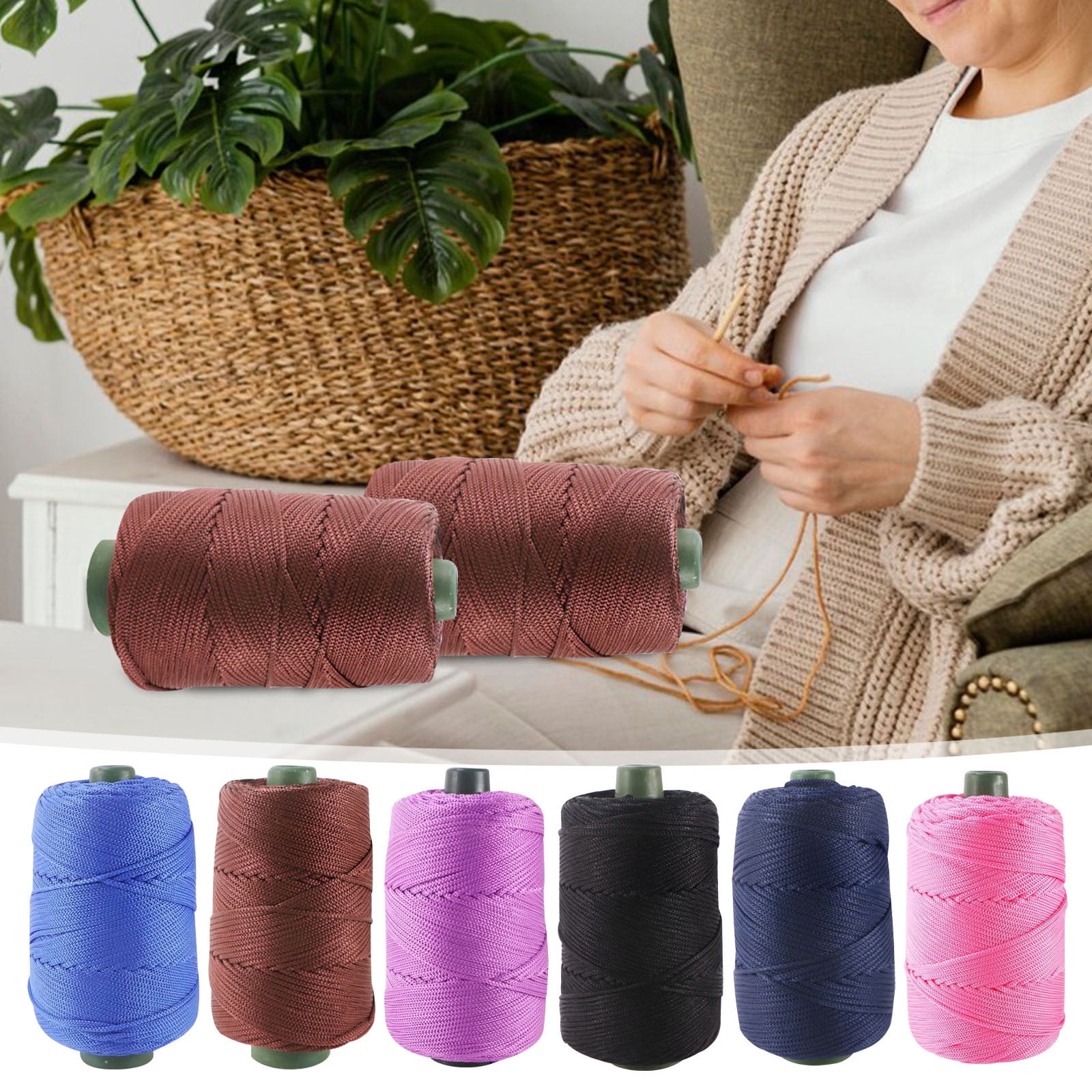 32 Colors Macrame Cotton Cord 200g/7.05oz,100% Natural Handmade 4 Strands Twisted Cotton Rope Polyester Thread Spools for Wall Hanging Plants Hangers Gift — image 5
