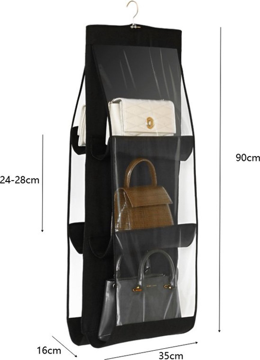 Handbag Organizer - Bag Organizer - Storage for 6 Handbags - Storage Bags - Hanging Wardrobe Organizer - Women's Handbag - Storage Space - 3 Layers - Foldable