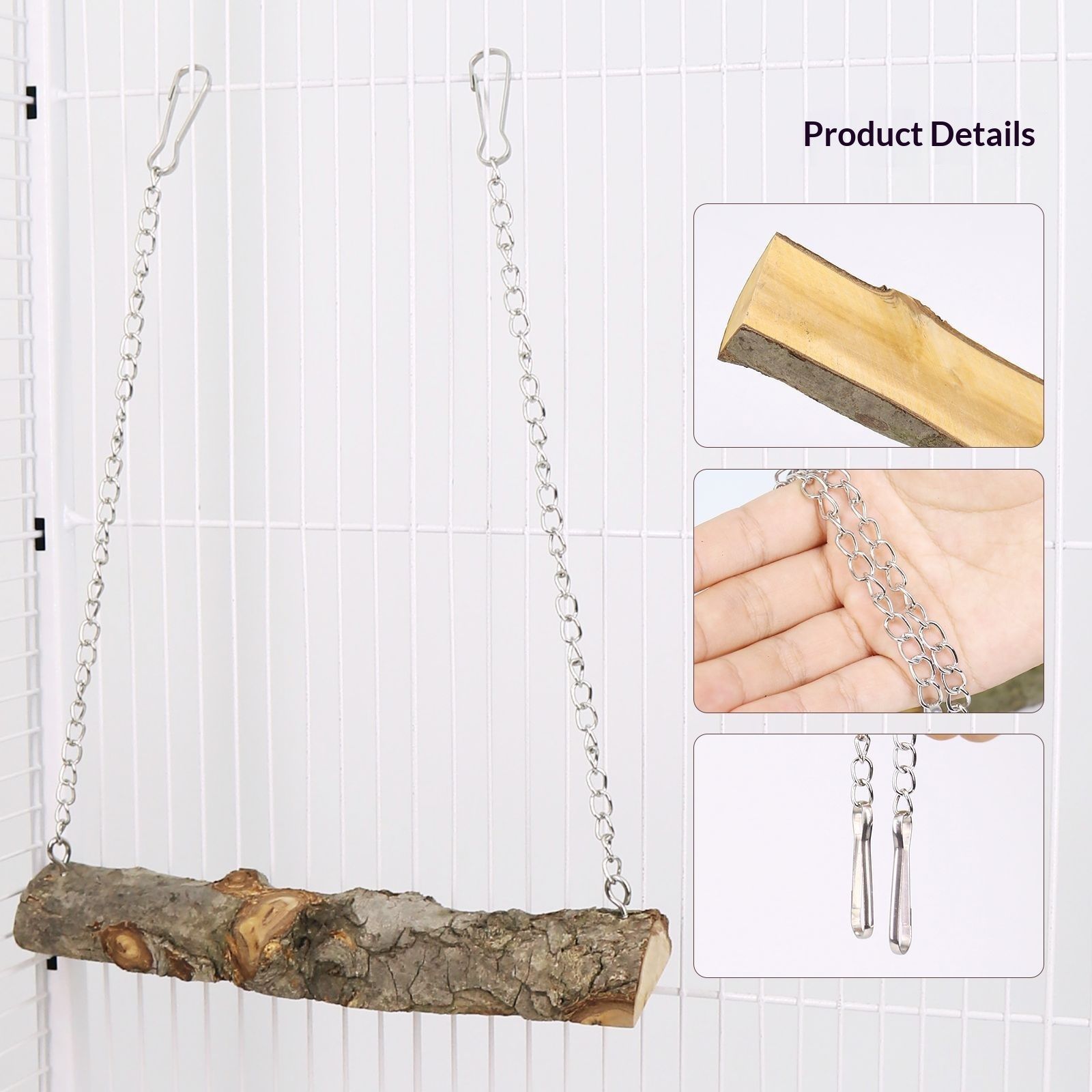 Pet bird swing, parrot cage toy, long tailed parrot, natural wooden swing toy, cockatoo, love bird, canary, small macaw — image 4