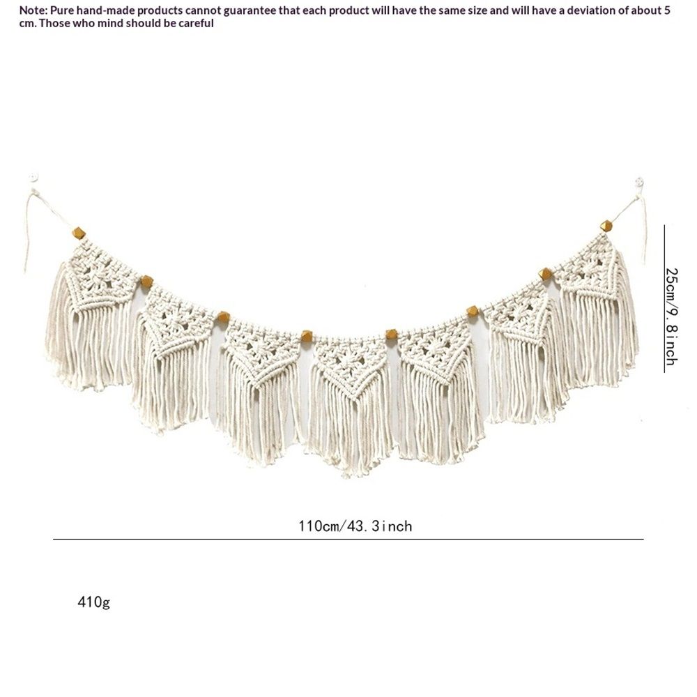 Tassel Garland Wall Hanging Handmade Cotton Bohemian Banner Home Decor for Bedroom Living Room Nursery, Party & Wedding Decoration(7-Flag) — image 3