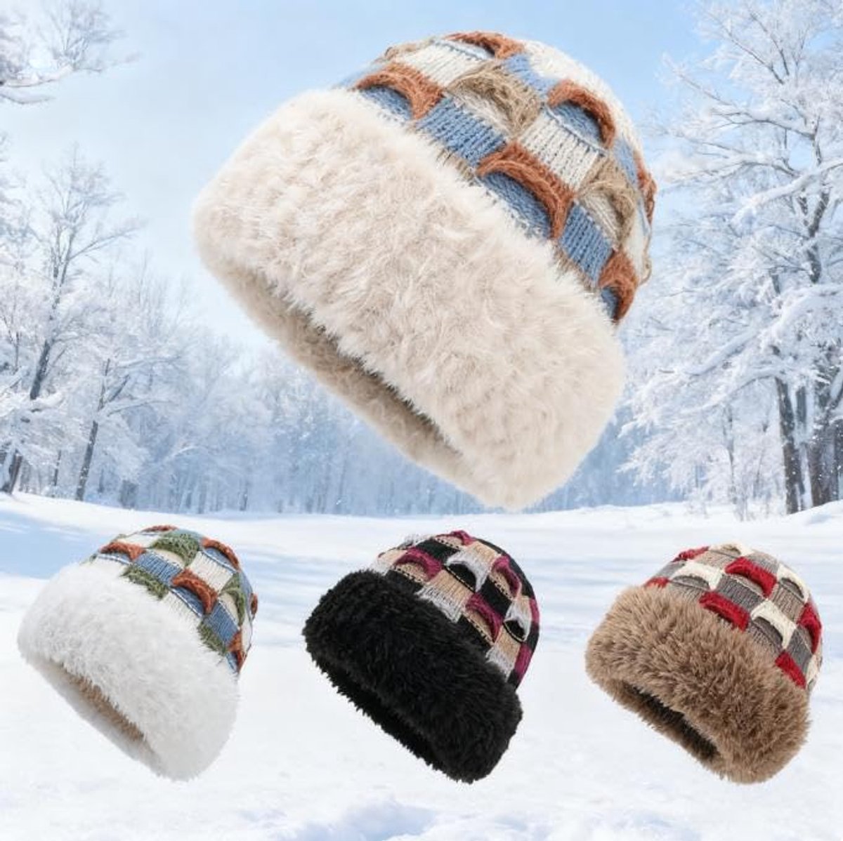 Winter Warm Knitted Hat - With Fleece Lining - Unisex - Suitable for Cold Weather(Beige) — image 2