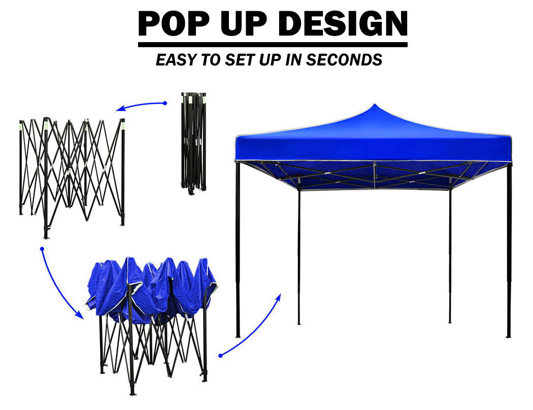 3x3m Pop Up Gazebo Outdoor Tent Folding Marquee Party Camping Market Canopy w/ Side Wall - blue — image 5