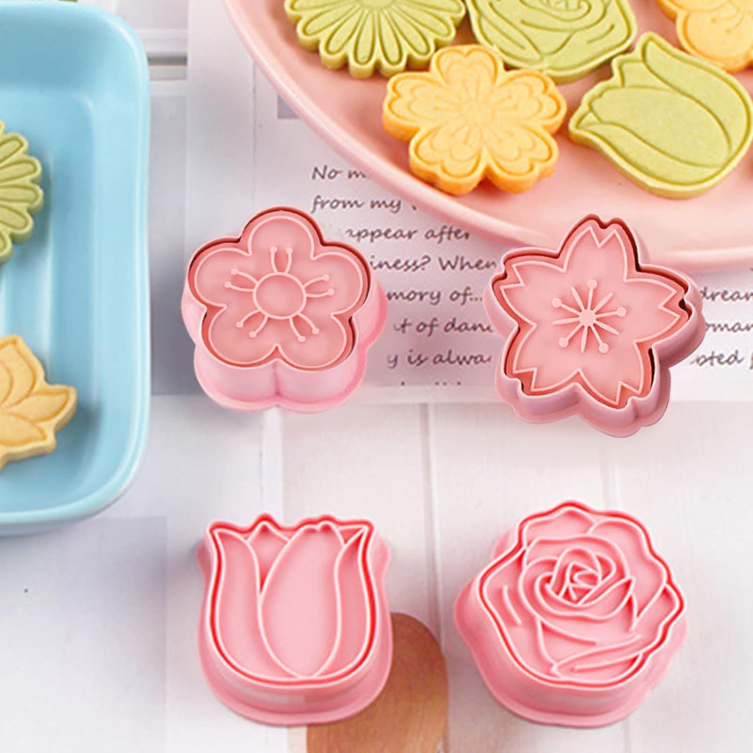 Set of 8 cookie cutters for kids, 3D cookie cutter, flower shape, cookie shape, DIY, baking cakes, tool, fondant, cake, baking — image 3
