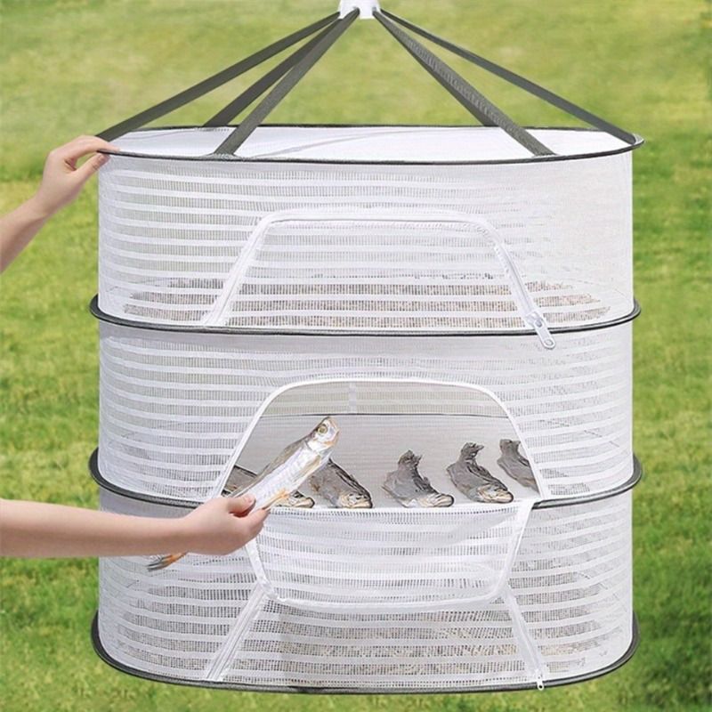 White Black Fiber Mesh Air Drying Rack - Multi-layer Collapsible for Clothes & Food — image 5