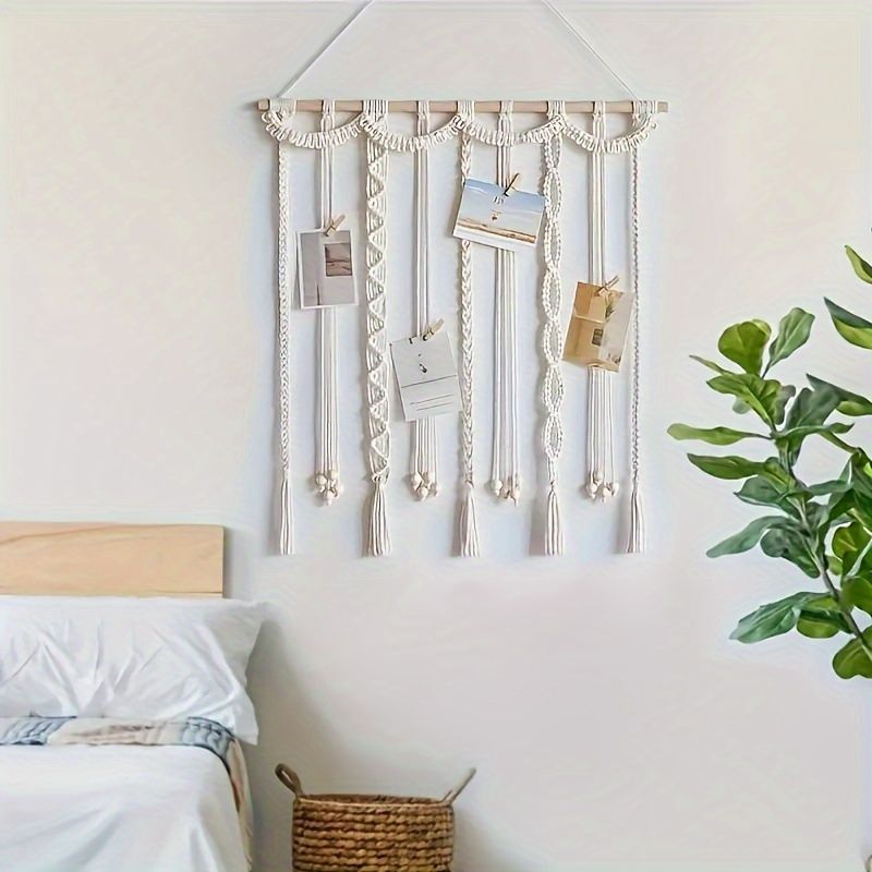 1pc Bohemian Tassel Photo Wall Hanging Clip, Photo Frame Display for Bedroom, Dorm & Living Room Decor with 20 Clips Tassel Photo Wall — image 4