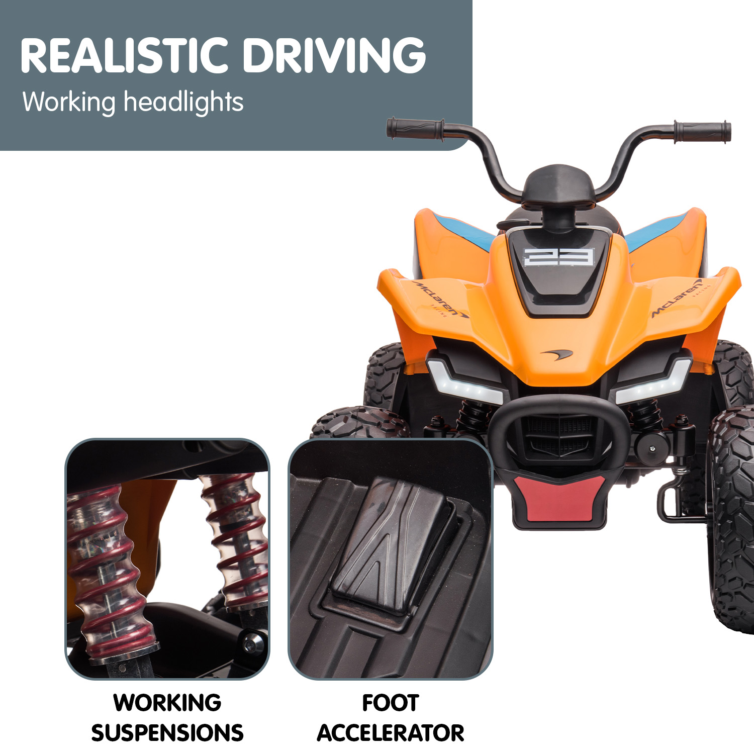Kahuna Licensed MCL35 McLaren Kids Toy Ride On Electric Quad Bike - Orange โ image 6