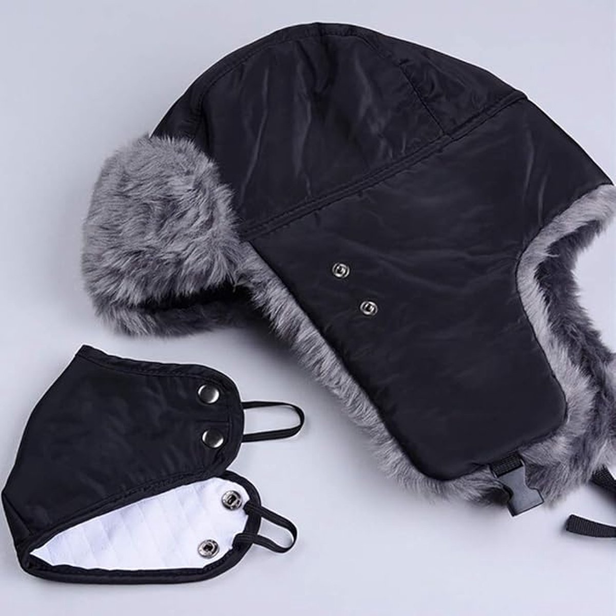 Winter Trapper Hat - Winter Hat Keeps Warm - Cotton Hat - Windproof Warm - For Snowboarding Skating Cycling - Soft Comfortable With Elastic - 3 In 1 - With — image 4