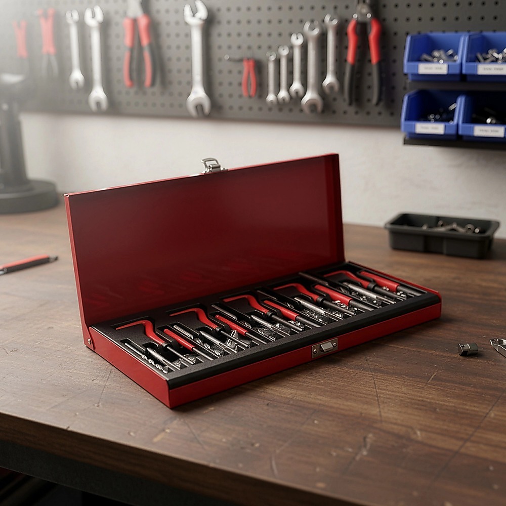 131pc Helicoil-Type Thread Repair Kit – Metric Insert Tool Set for Damaged Threads — image 2