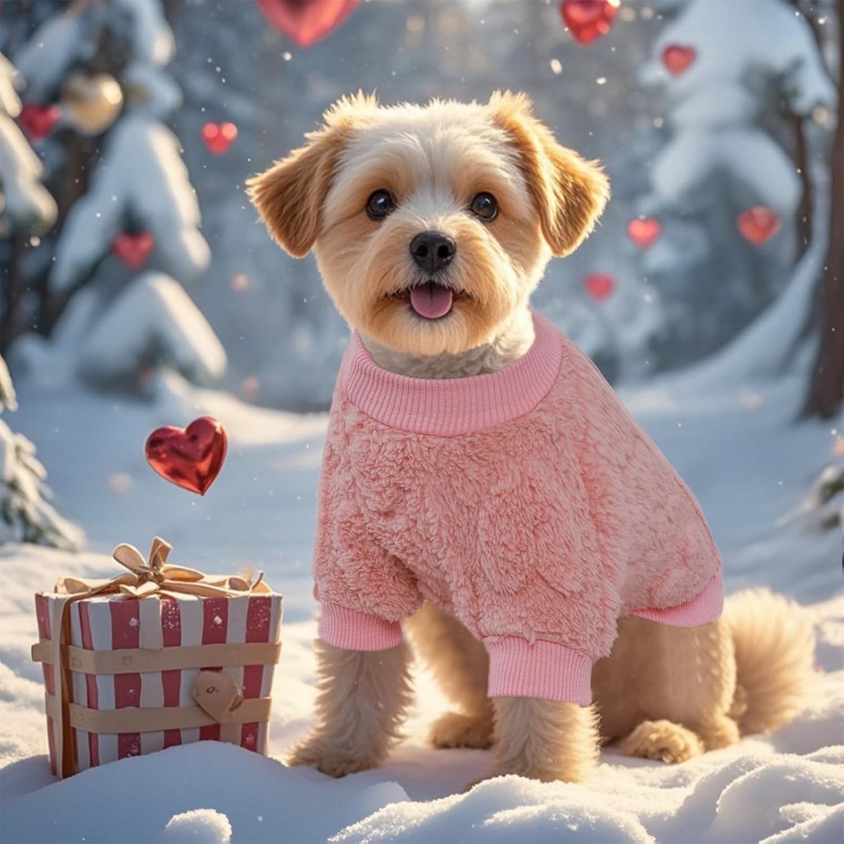 Dog Coat - Dog Sweater - Heart Dog Sweater - Puppy Dog Coat - Christmas Dog Sweater - Perfect for Small and Medium Dogs - Christmas Decorations — image 6