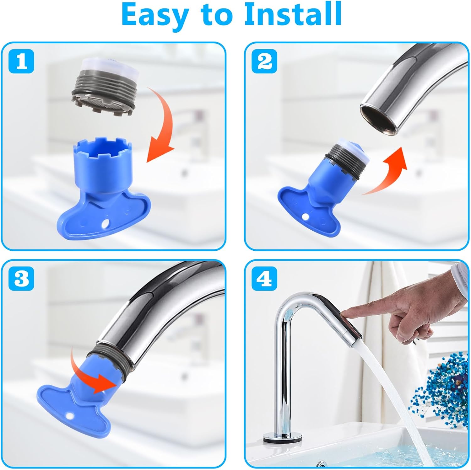 12 PCS Faucet Aerator Set, M16.5, M18.5, M21.5, M24, Kitchen & Bathroom Sink Aerator Replacement with Key Removal Wrench Tool — image 6
